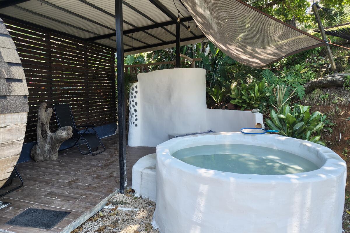 Ice bath plunge and relaxation area
