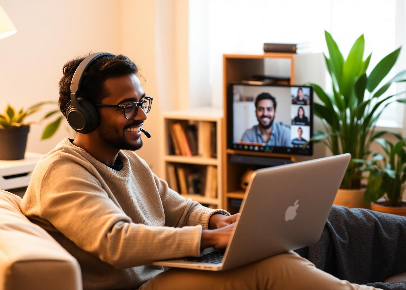 Online language lesson at home