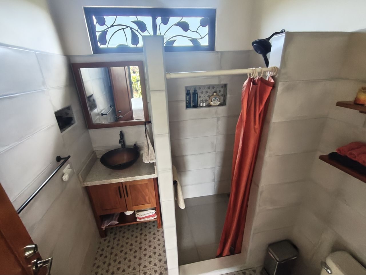 Bathroom with stone vanity