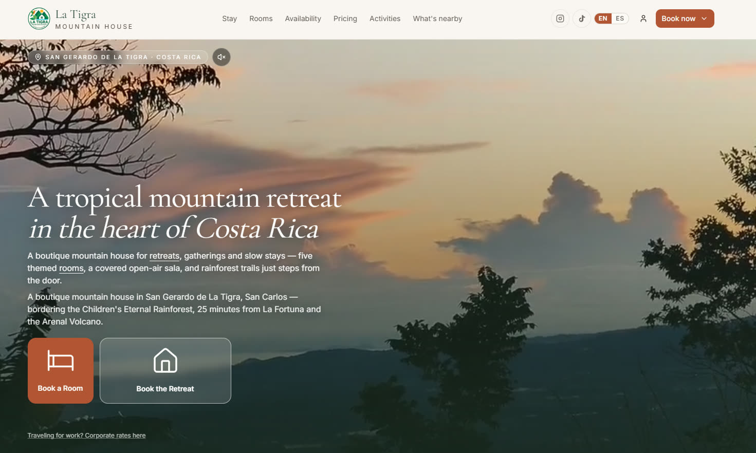 La Tigra Mountain House website